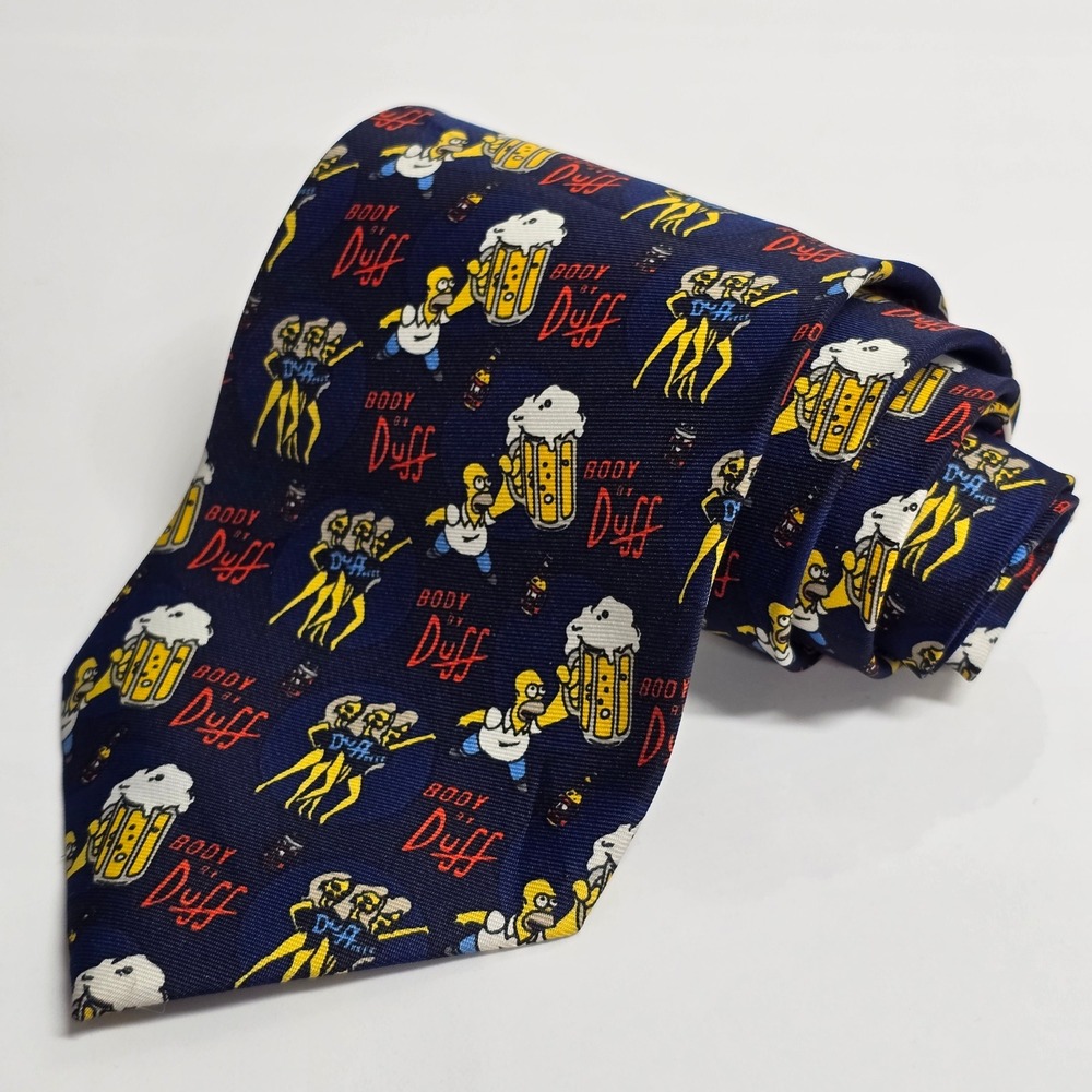The Simpsons Tie Mens Blue Homer Duff‎ Beer Body By Duff Vintage Novelty